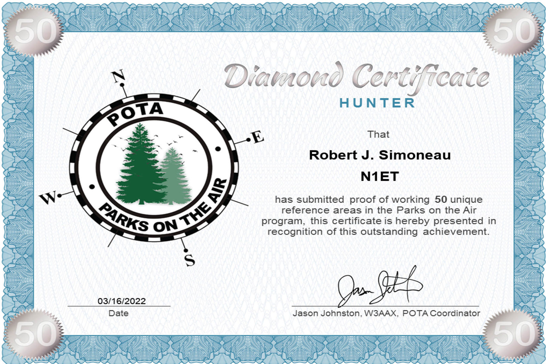 N1ET POTA Diamond Hunter