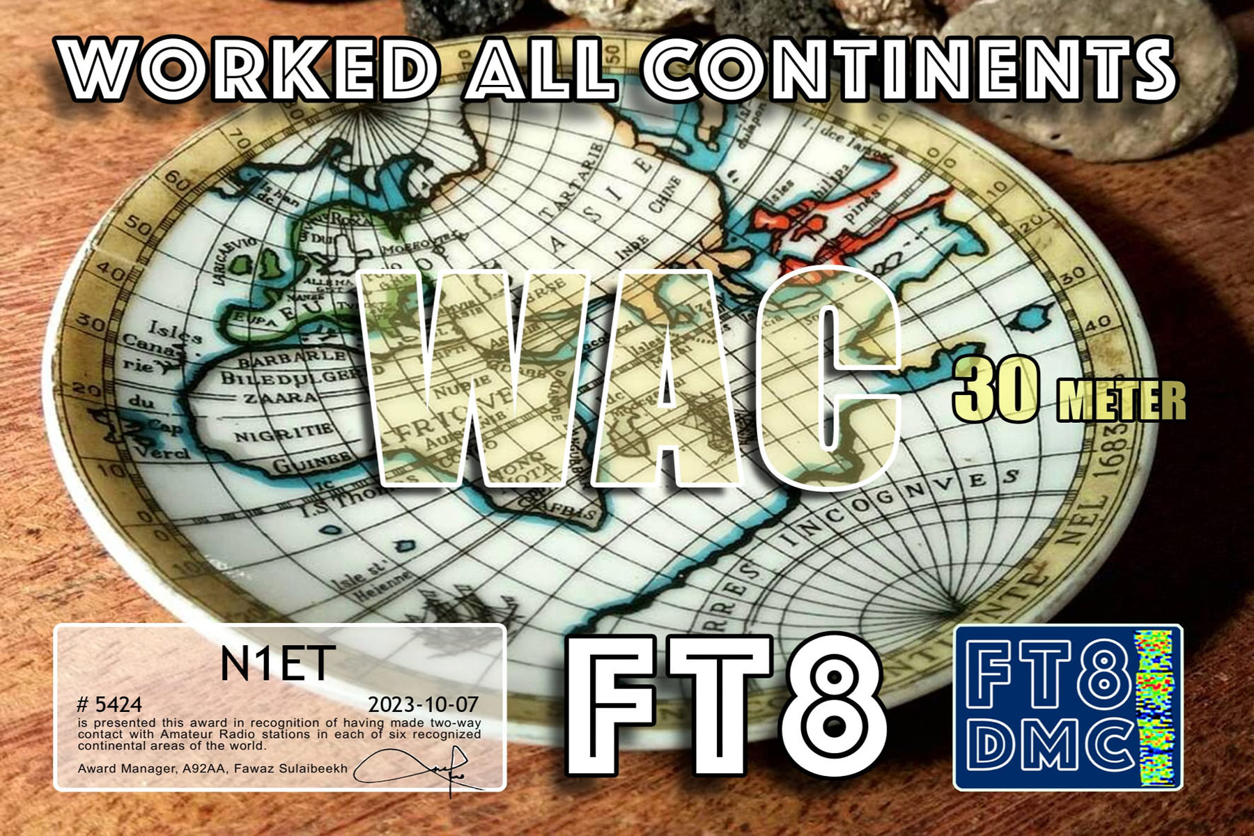 N1ET WAC 30M FT8DMC