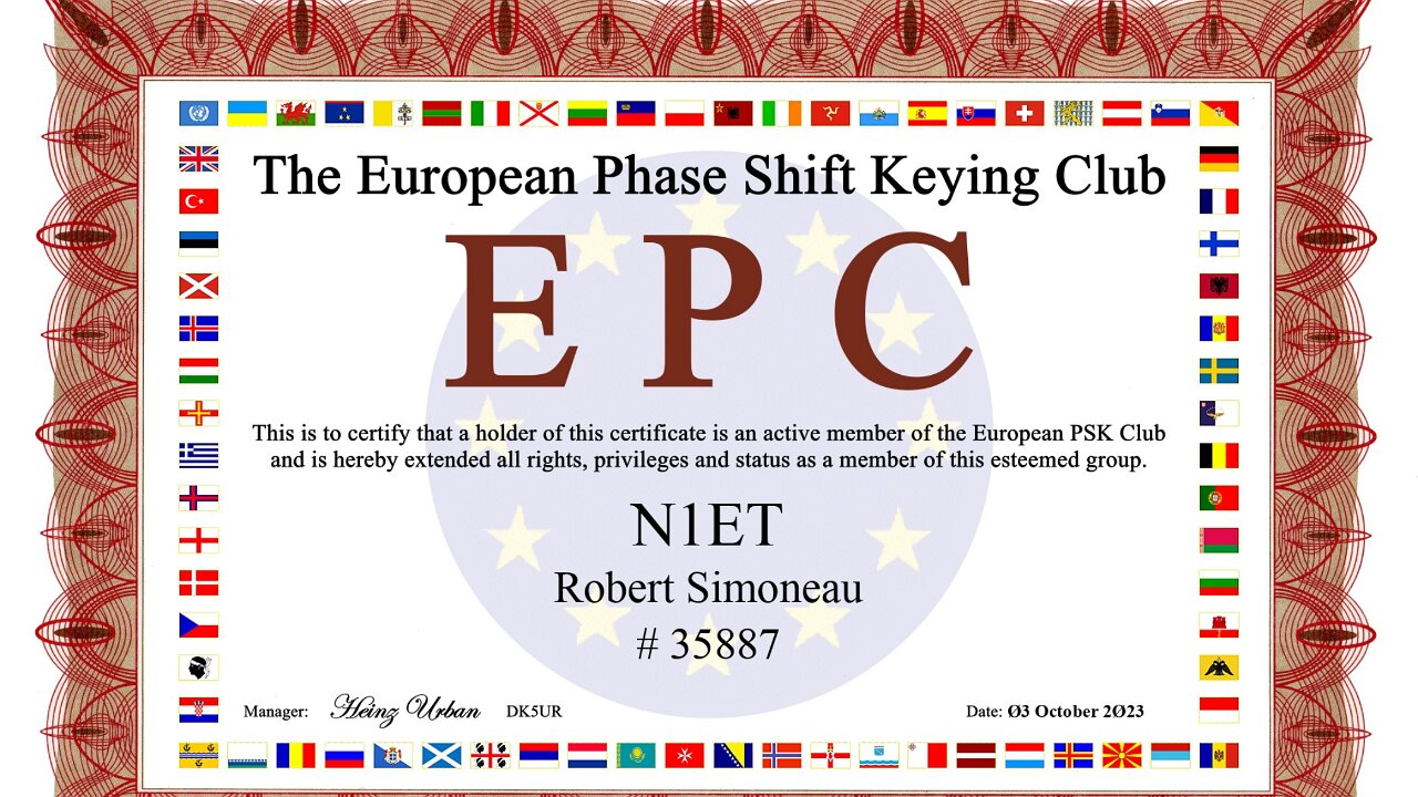 N1ET Membership Certificate